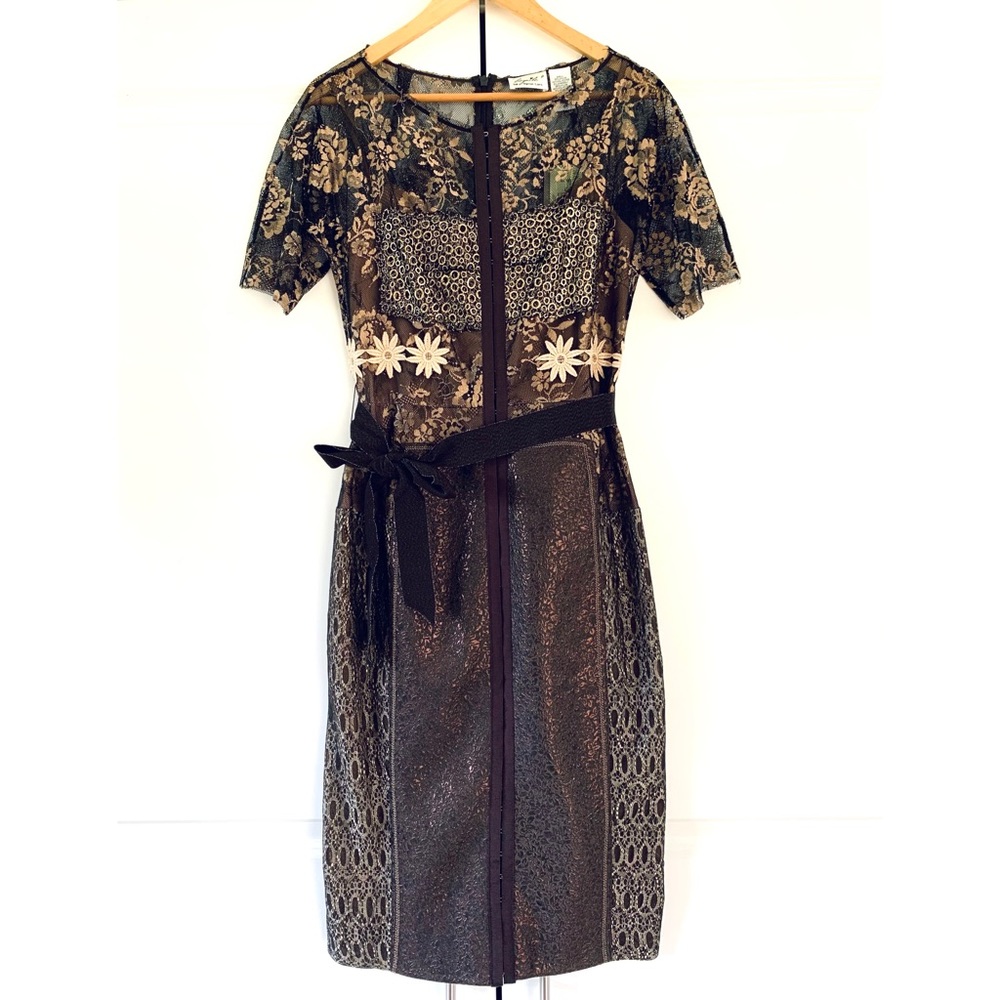 Byron Lars Black and Gold Lace Dress